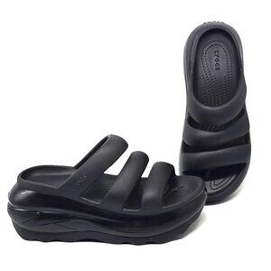 Crocs Mega Crush Triple Strap Slip-on Black 209842 Men's Size 5 Women's Size 7